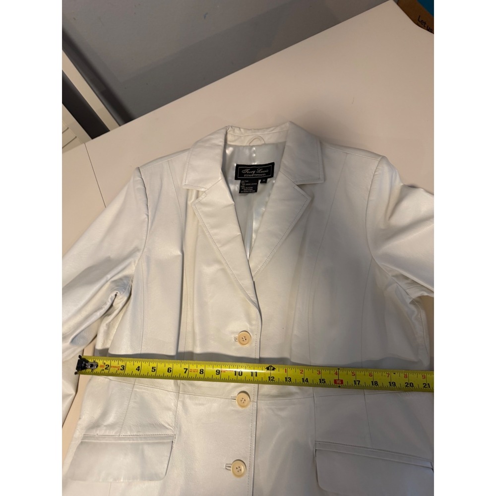 Terry Lewis Classic Luxuries Cream Leather Blazer Jacket Womens 1X Off White - Picture 13 of 16